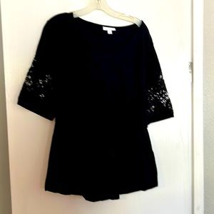 Black Top With Lace Sleeve Detail